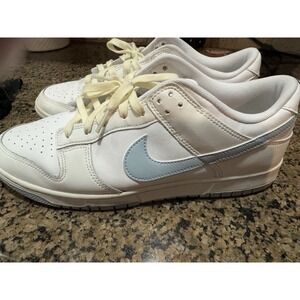 Men's Nike Dunk Size 10.5 Low Retro White Light Armory Blue DV0831-109 EUC  SB4
